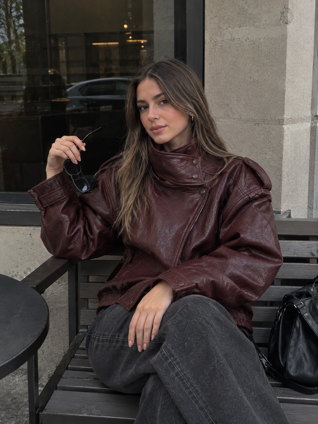 Women's Short Polyester Stand-Collar Coat