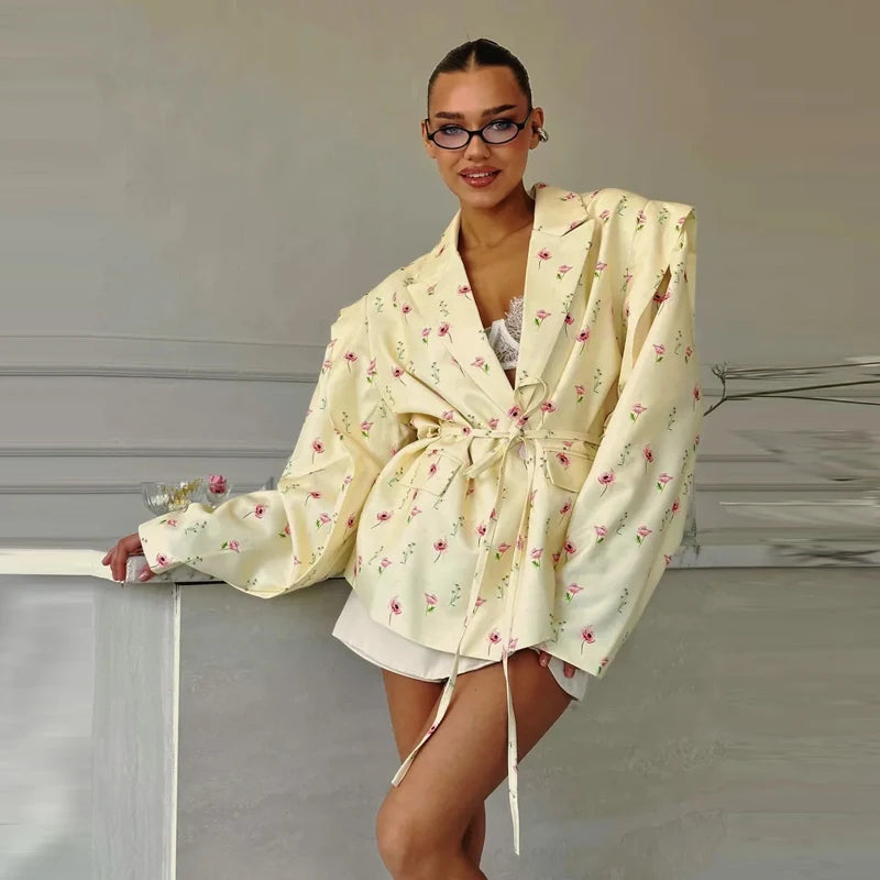 Women's Floral Printed Blazer Jacket
