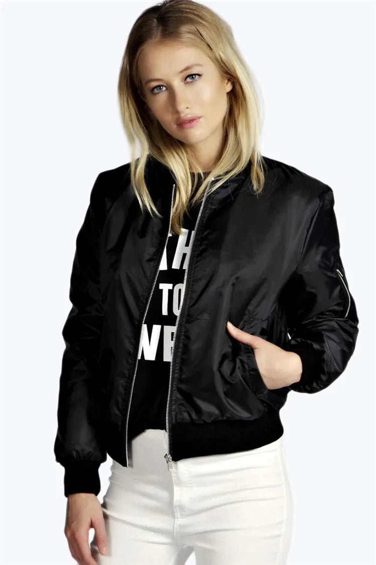 Women's Slim Polyester Bomber Jacket