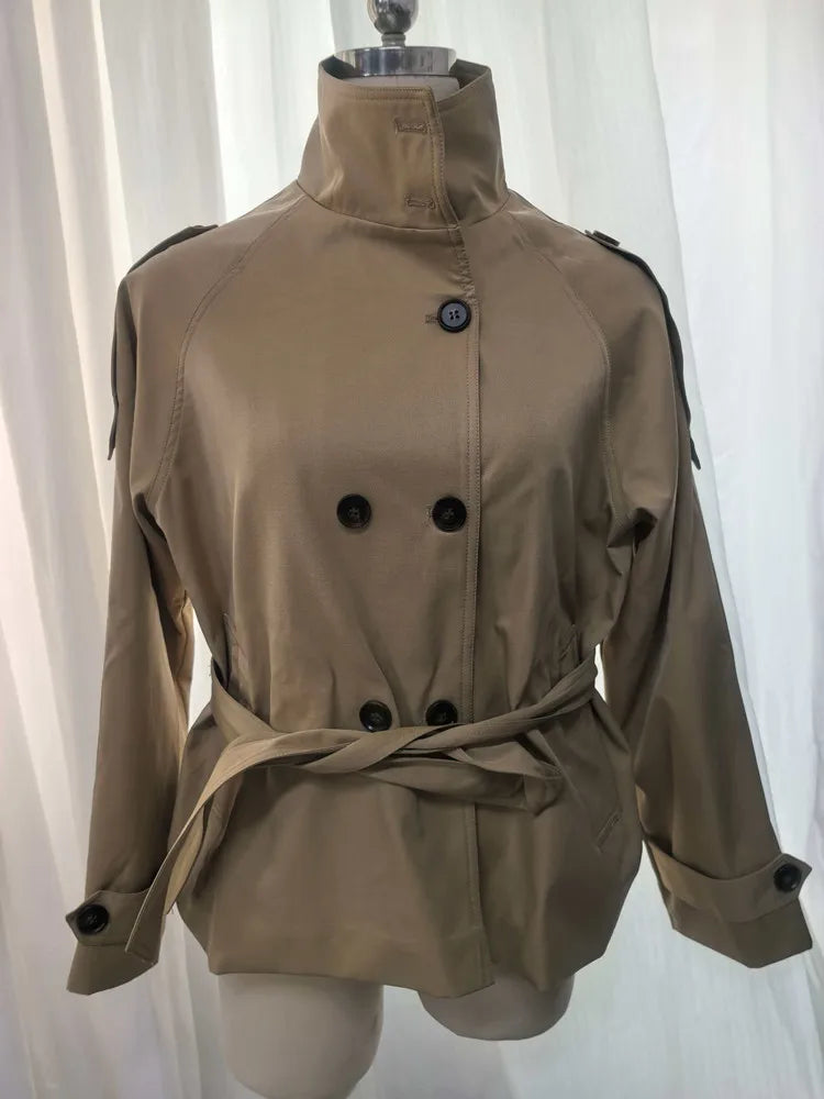 Women's Polyester Double-Breasted Turtleneck Jacket