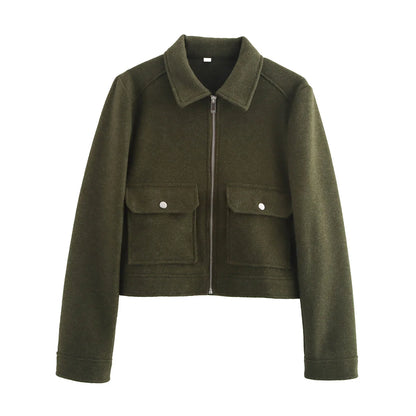 Women's Loose Polyester Zip Jacket