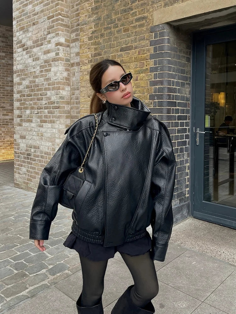 Women's Short Polyester Stand-Collar Coat