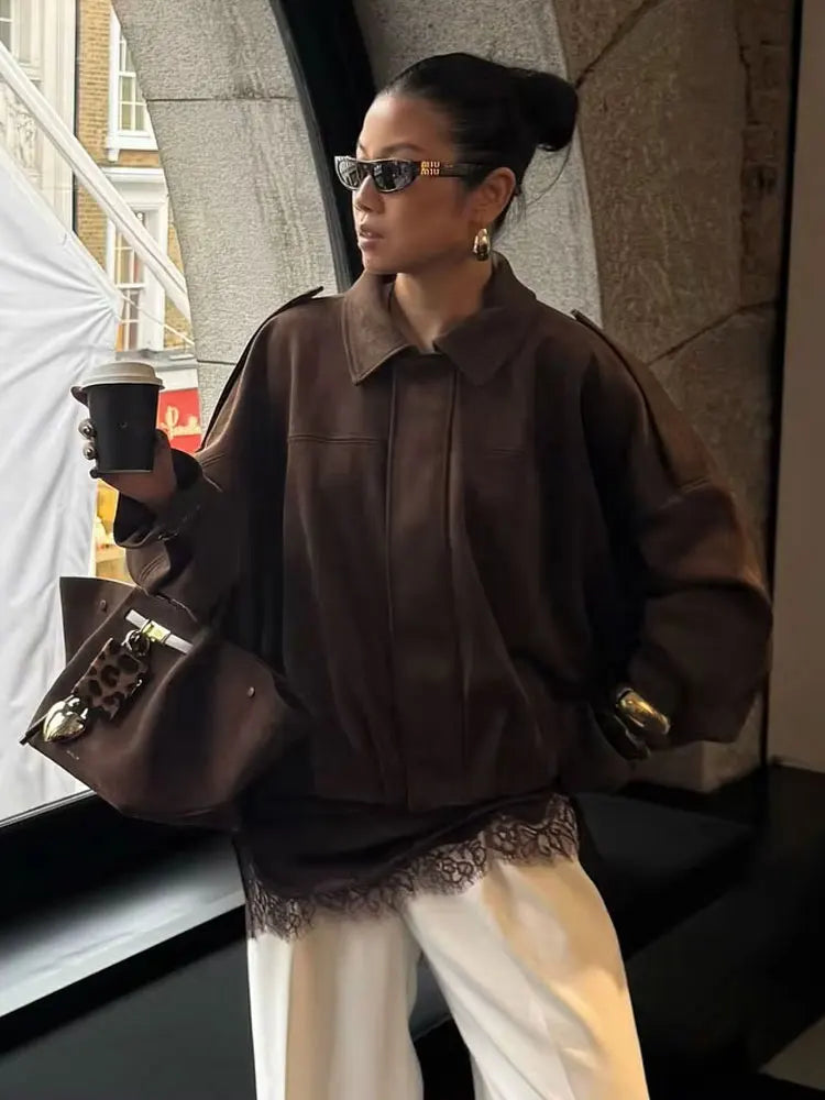 Women's Loose Polyester Streetwear Jacket