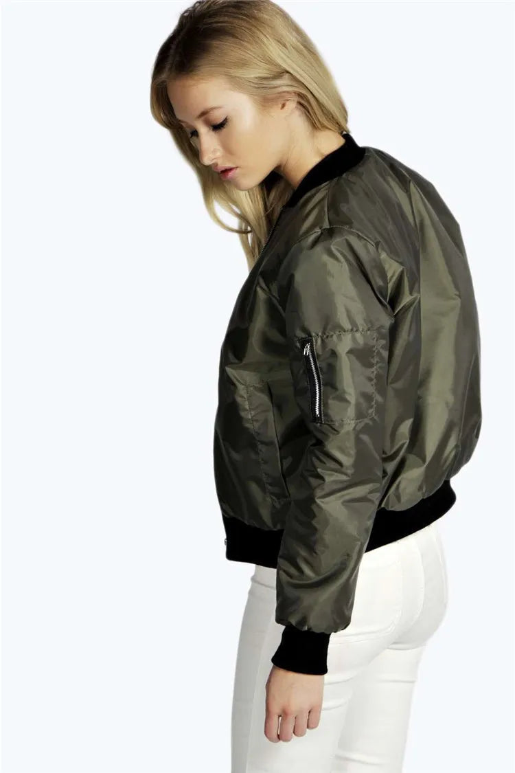 Women's Slim Polyester Bomber Jacket