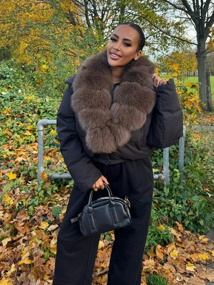 Women's Faux Fox-Fur Puffer Jacket
