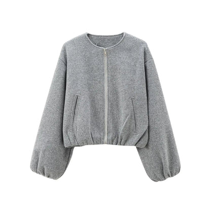 Kurze Fleece-Bomberjacke für Damen
