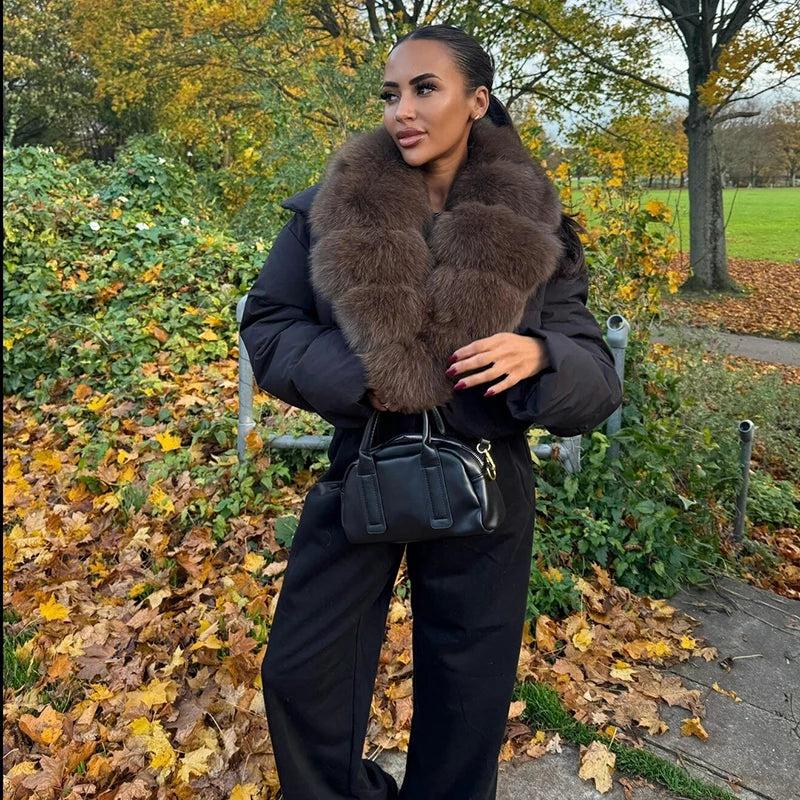 Women's Faux Fox-Fur Puffer Jacket