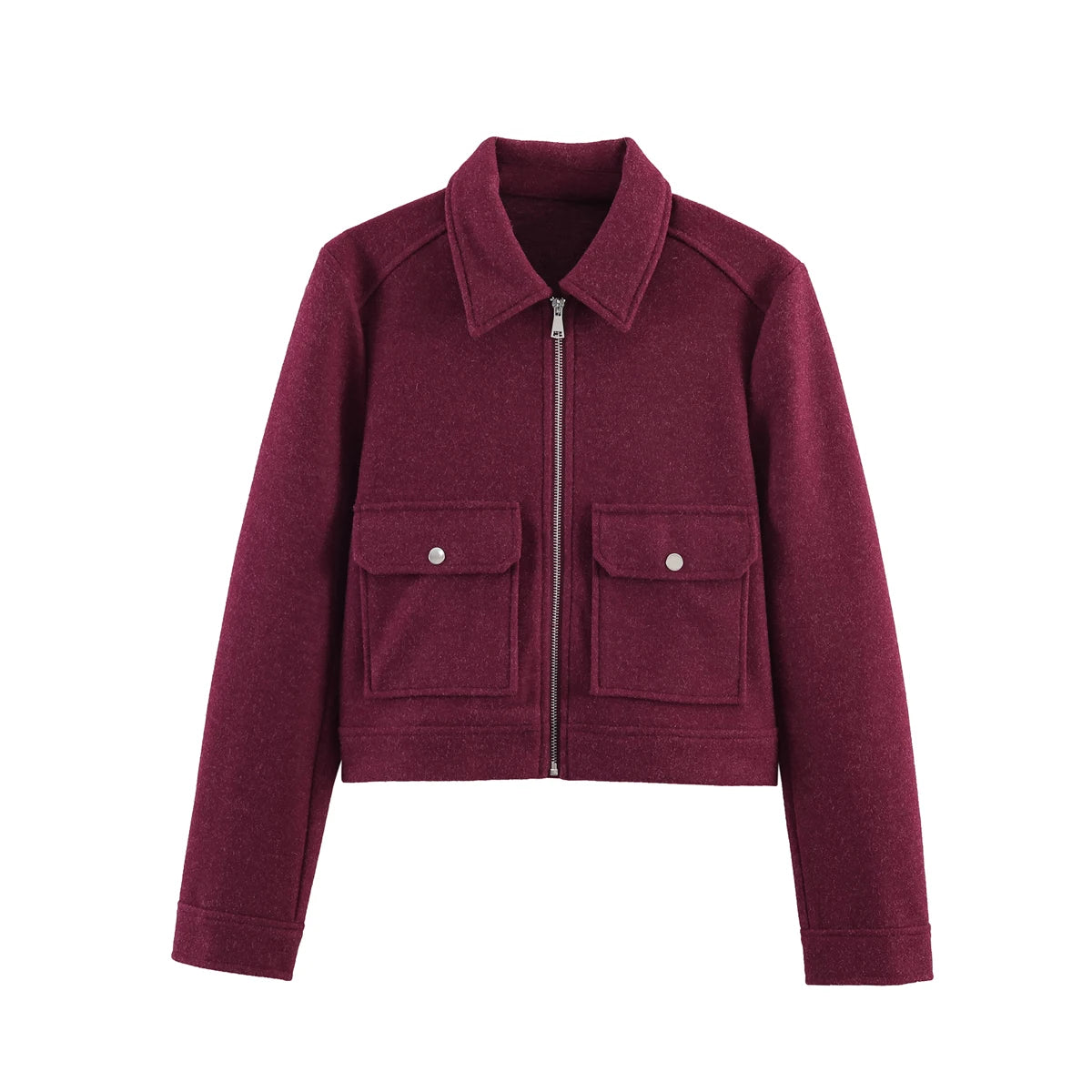 Women's Loose Polyester Zip Jacket