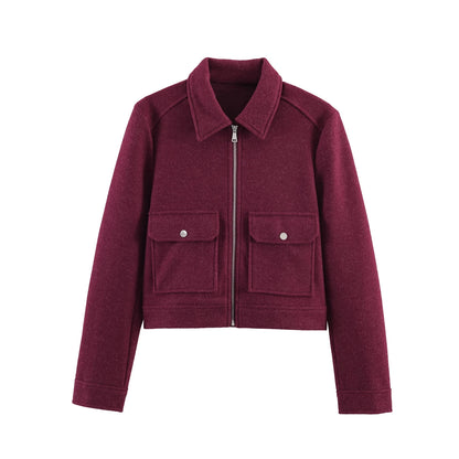 Women's Loose Polyester Zip Jacket