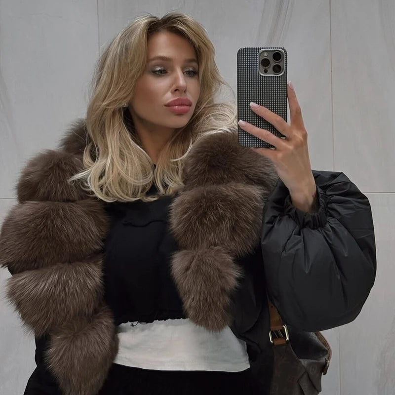 Women's Faux Fox-Fur Puffer Jacket
