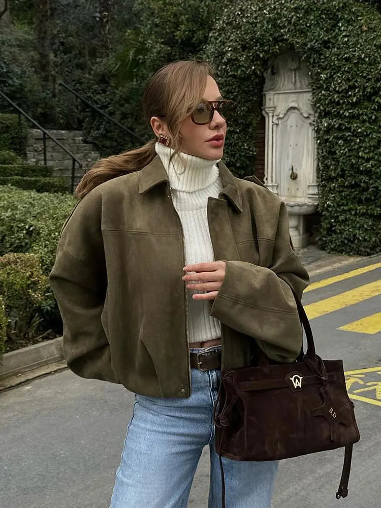 Women's Loose Polyester Streetwear Jacket