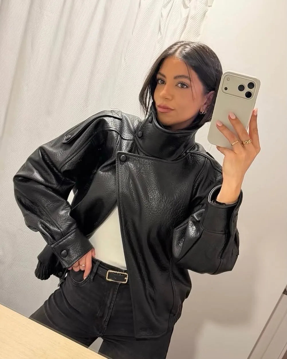 Women's Short Polyester Stand-Collar Coat