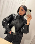 Women's Short Polyester Stand-Collar Coat