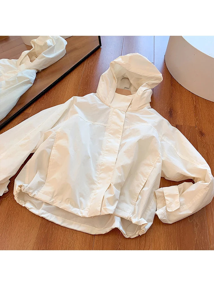 Women's Hooded Nylon Windbreaker Jacket