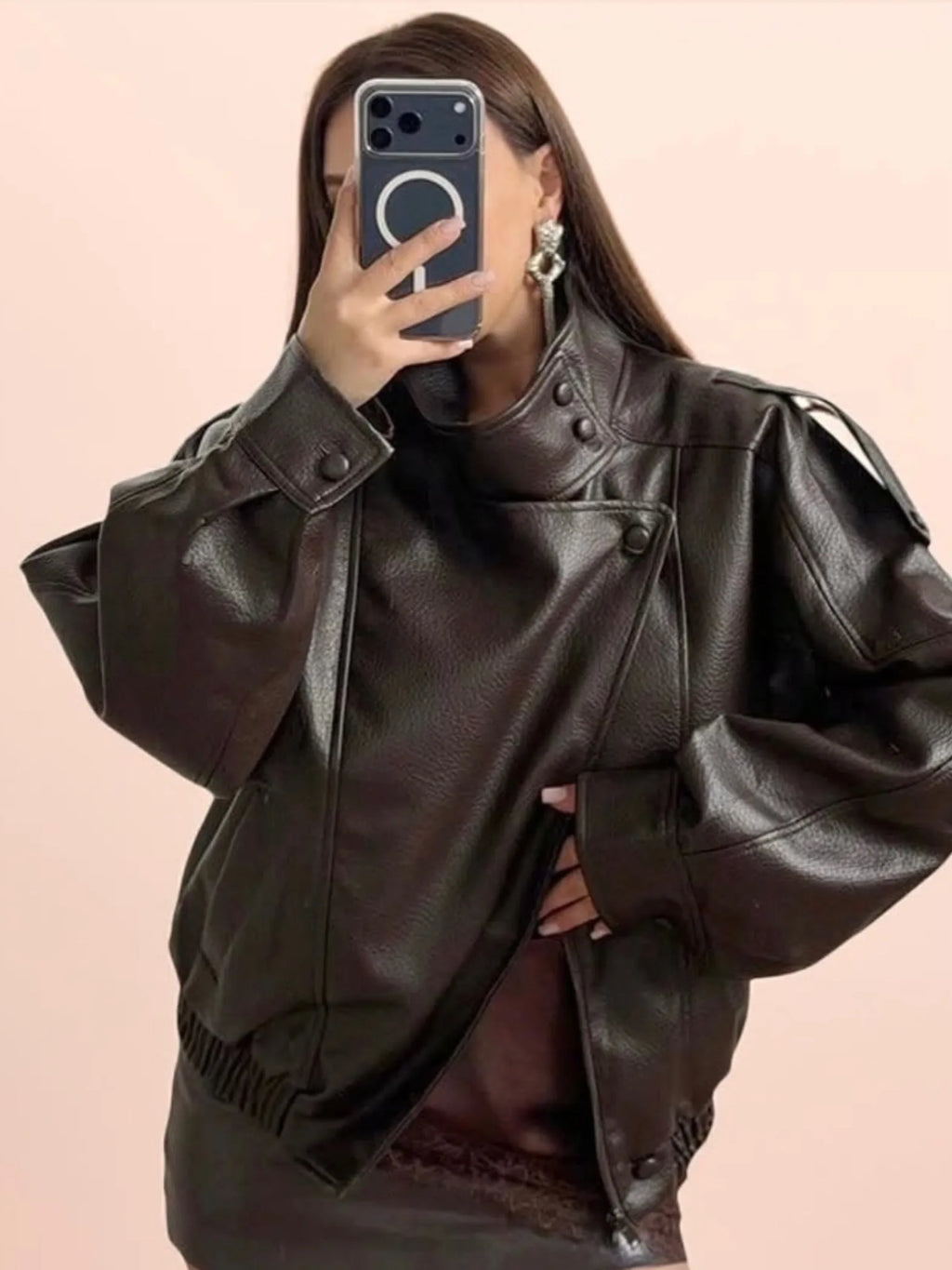 Women's Short Polyester Stand-Collar Coat
