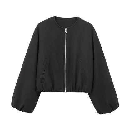 Kurze Fleece-Bomberjacke für Damen
