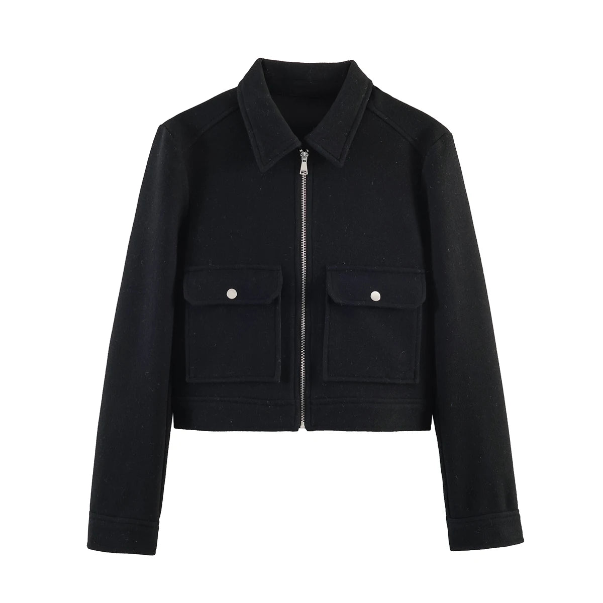 Women's Loose Polyester Zip Jacket