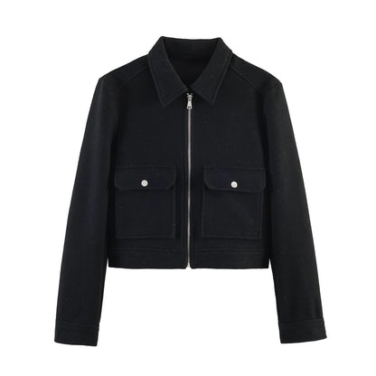 Women's Loose Polyester Zip Jacket
