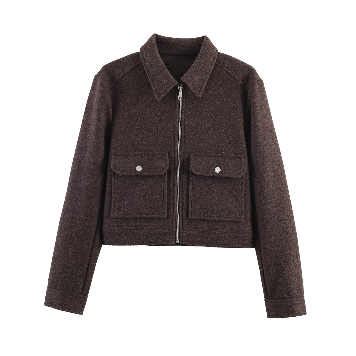 Women's Loose Polyester Zip Jacket