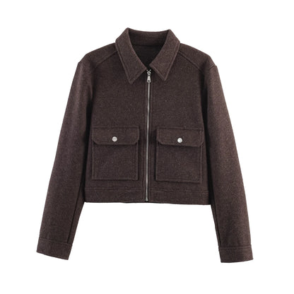 Women's Loose Polyester Zip Jacket