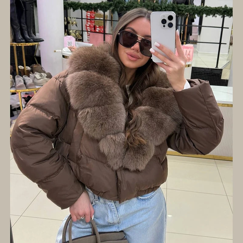 Women's Faux Fox-Fur Puffer Jacket