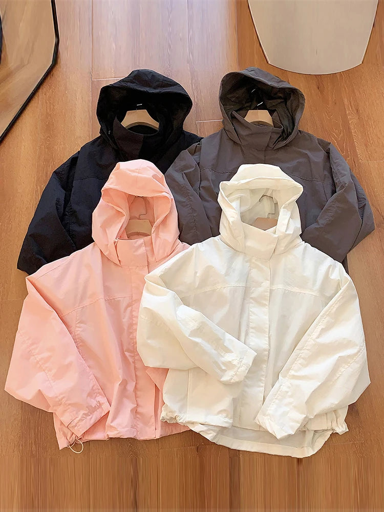 Women's Hooded Nylon Windbreaker Jacket