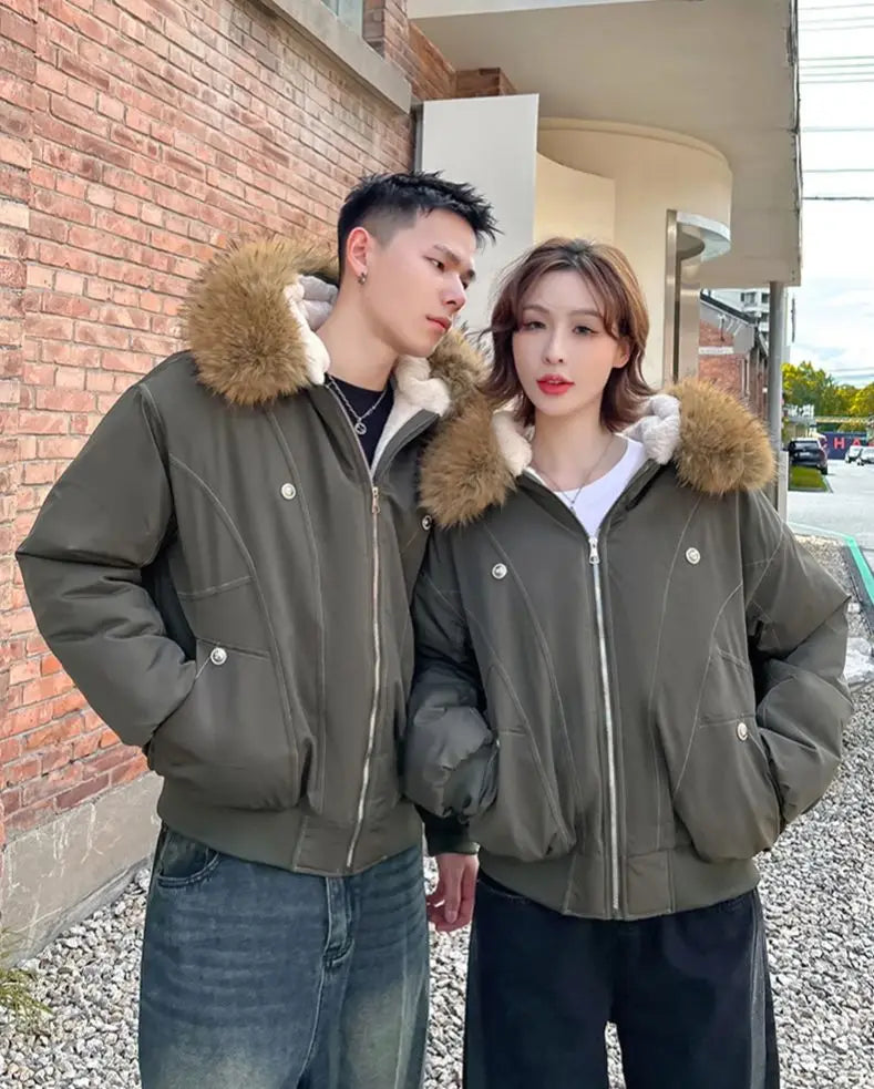Women's Fur-Collar Hooded Puffer Jacket
