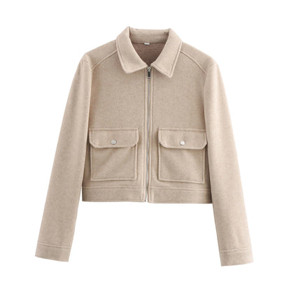 Women's Loose Polyester Zip Jacket