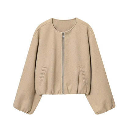 Kurze Fleece-Bomberjacke für Damen