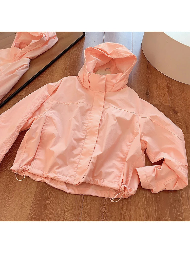 Women's Hooded Nylon Windbreaker Jacket