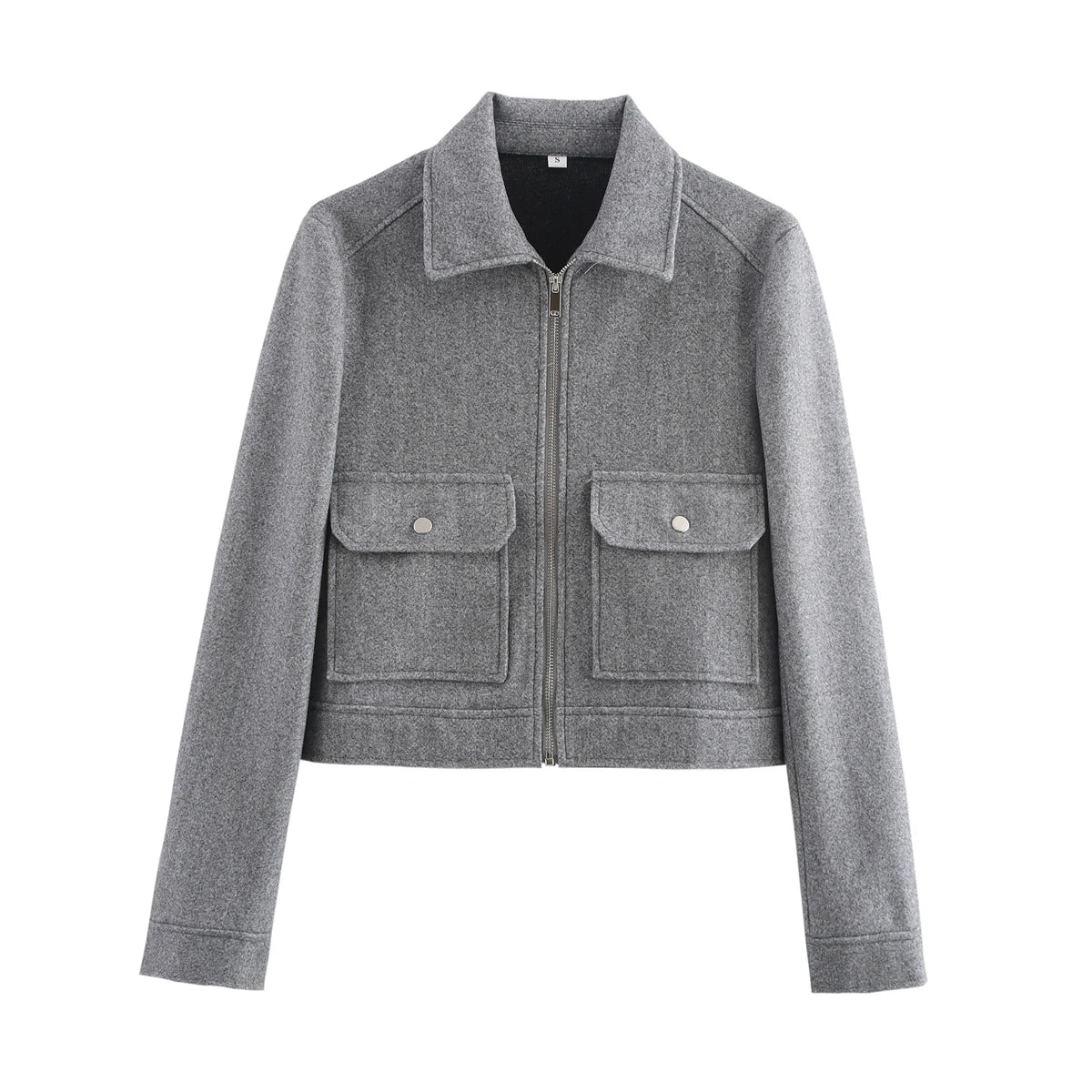 Women's Loose Polyester Zip Jacket