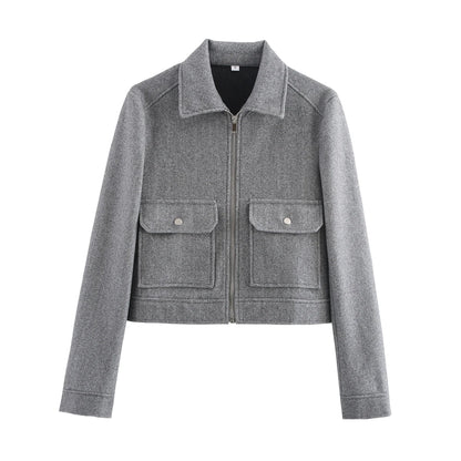 Women's Loose Polyester Zip Jacket