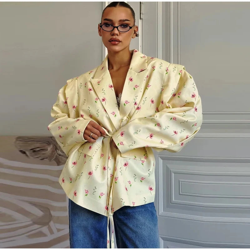 Women's Floral Printed Blazer Jacket