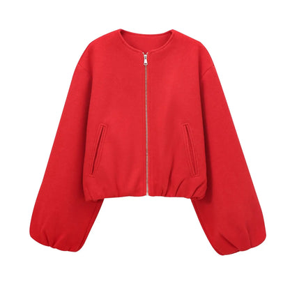 Kurze Fleece-Bomberjacke für Damen