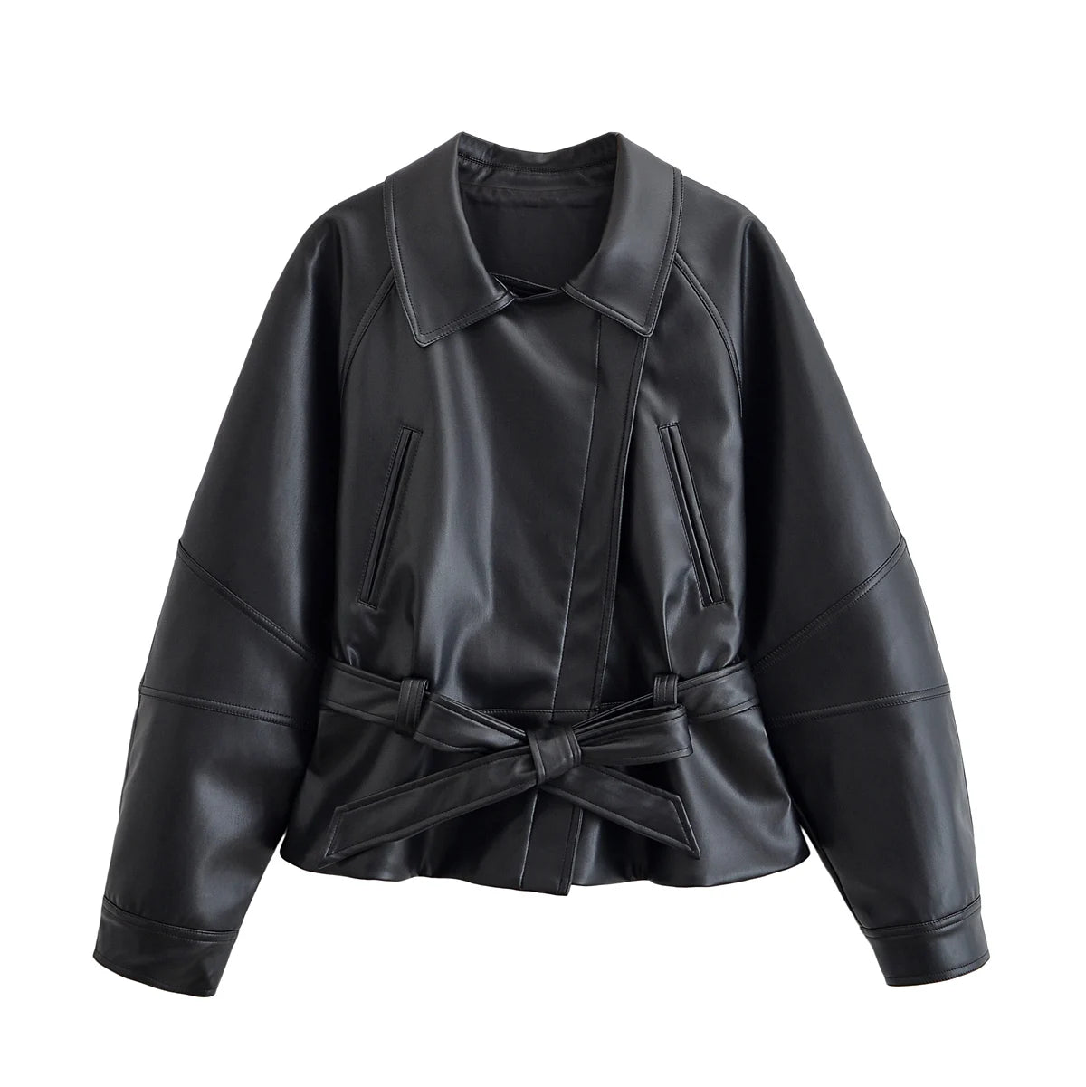 Women's Faux Leather Trench Jacket