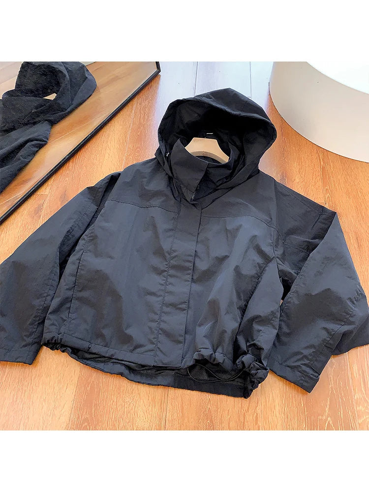 Women's Hooded Nylon Windbreaker Jacket