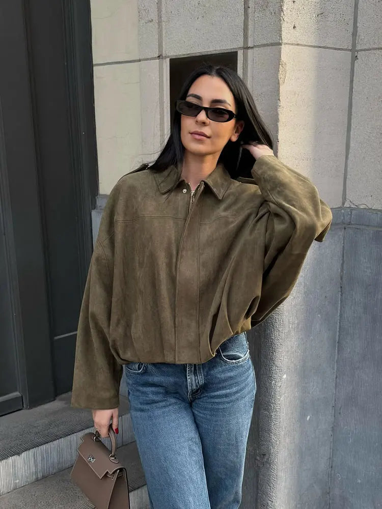 Women's Loose Polyester Streetwear Jacket