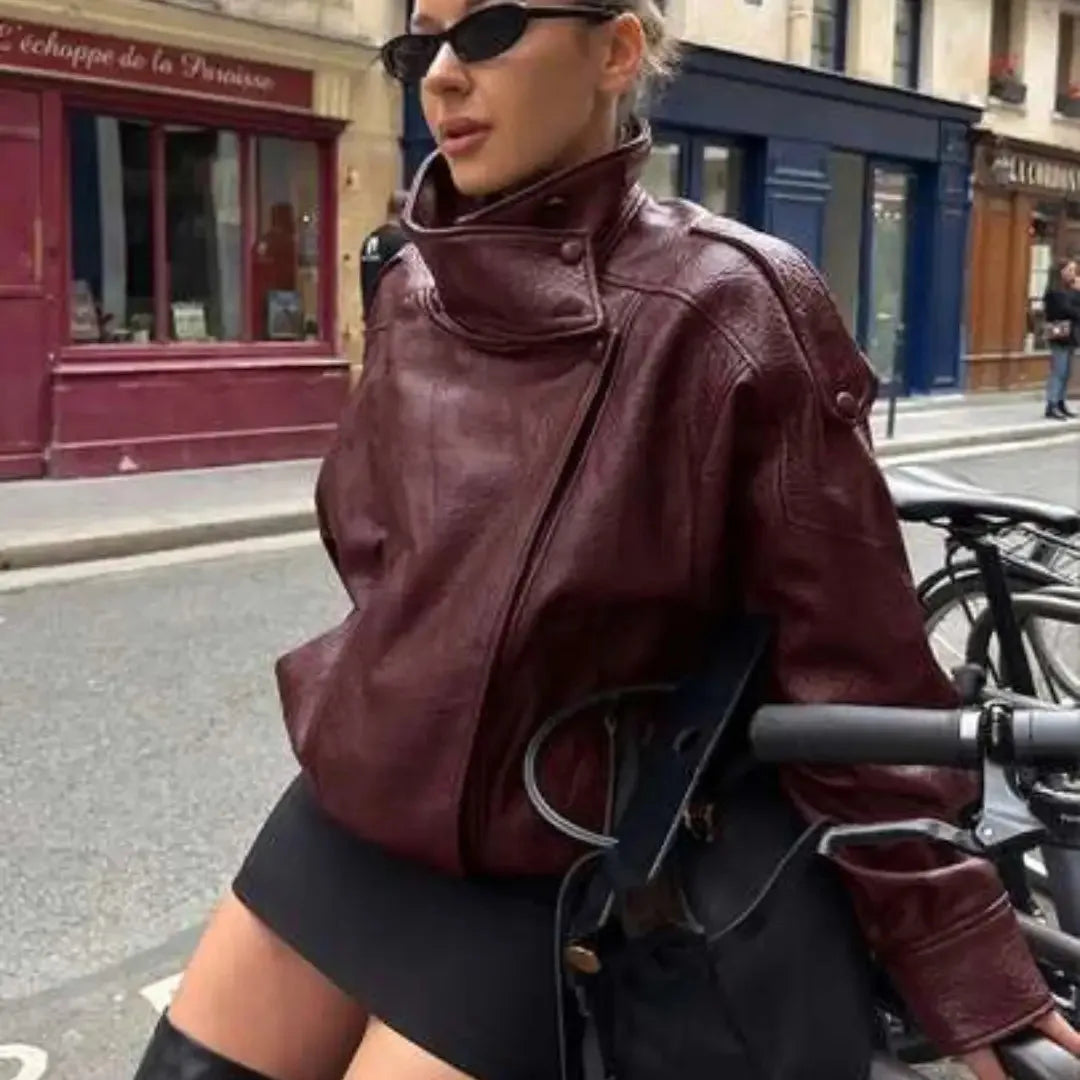 Women's Short Polyester Stand-Collar Coat