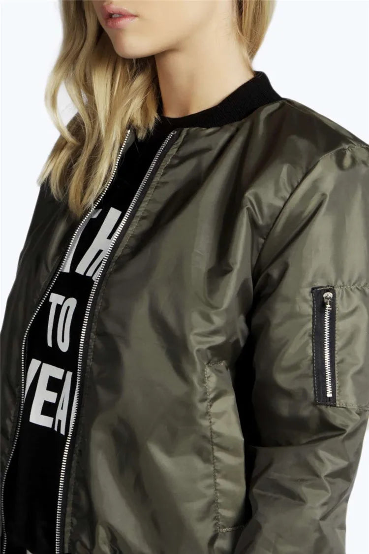 Women's Slim Polyester Bomber Jacket