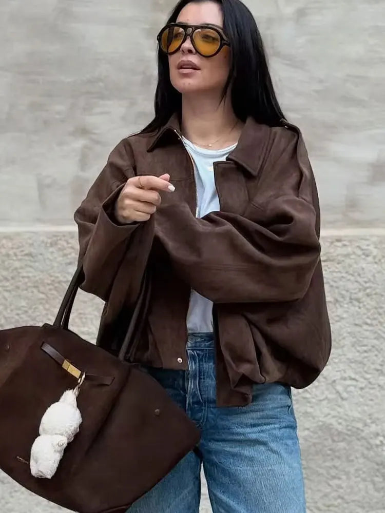 Women's Loose Polyester Streetwear Jacket