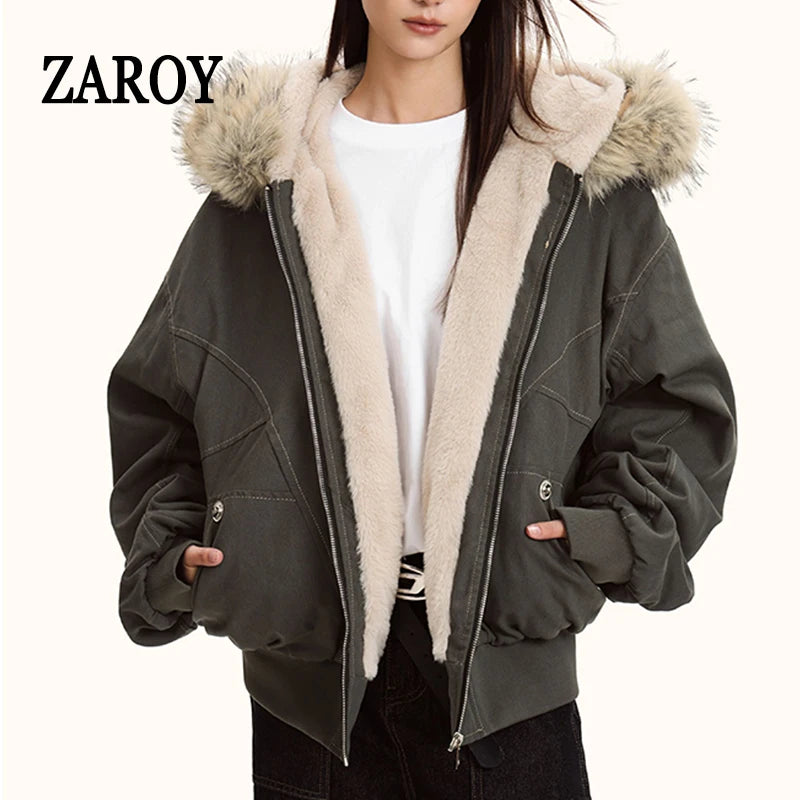 Women's Fur-Collar Hooded Puffer Jacket