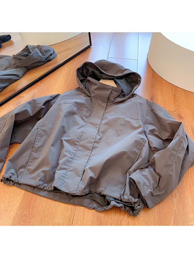 Women's Hooded Nylon Windbreaker Jacket