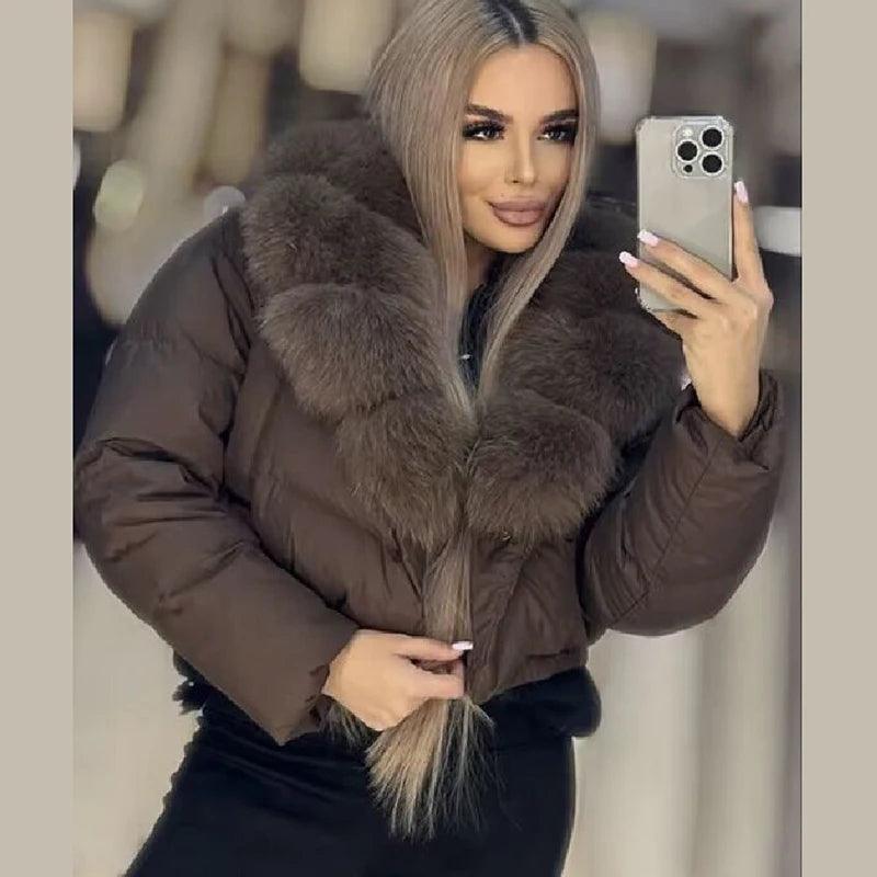 Women's Faux Fox-Fur Puffer Jacket