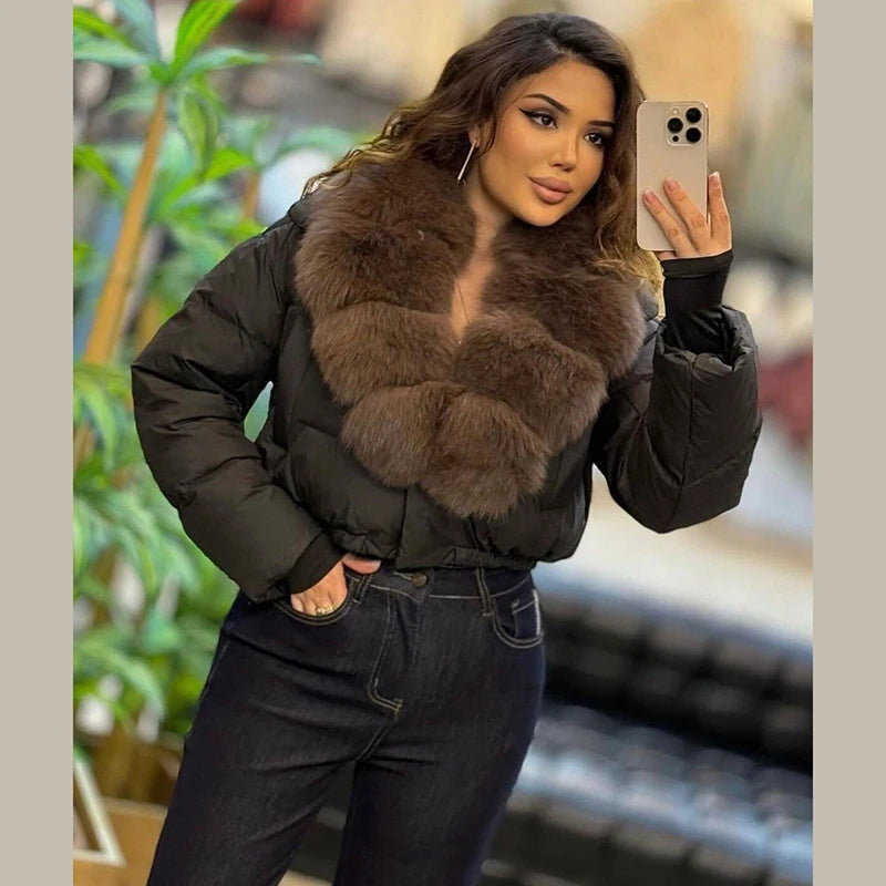 Women's Faux Fox-Fur Puffer Jacket
