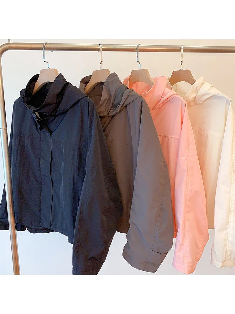 Women's Hooded Nylon Windbreaker Jacket
