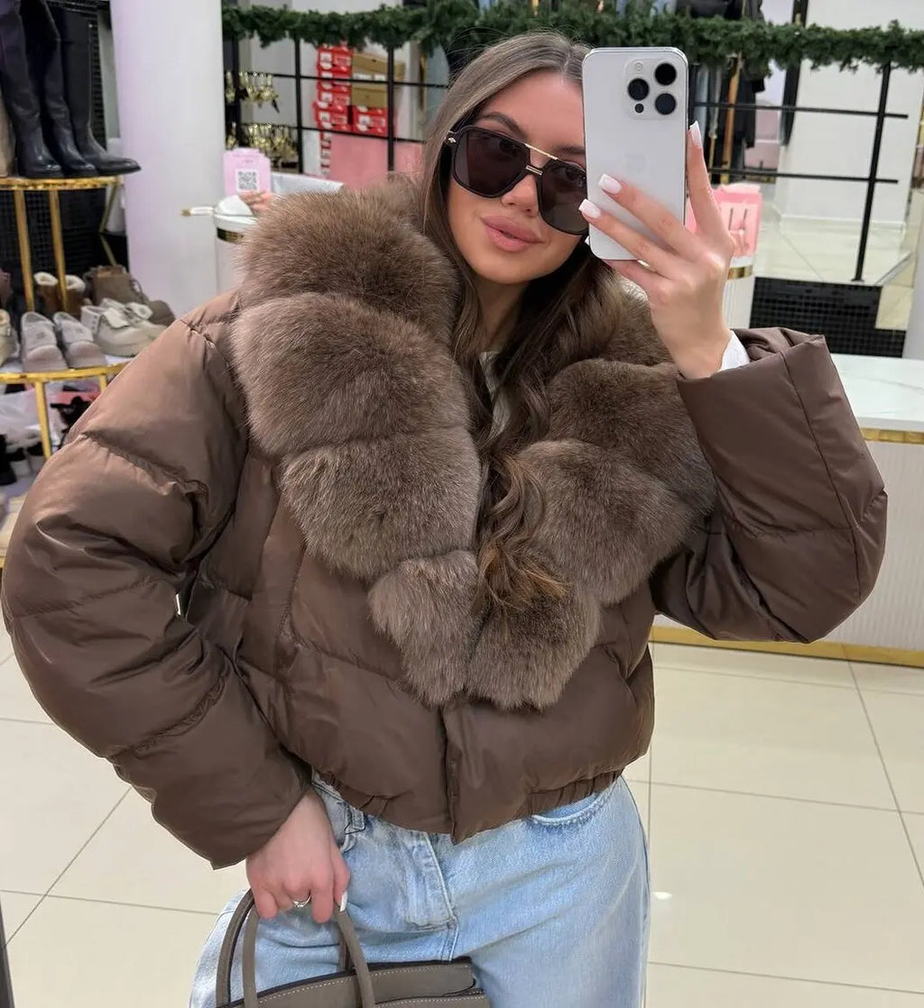 Women's Faux Fox-Fur Puffer Jacket