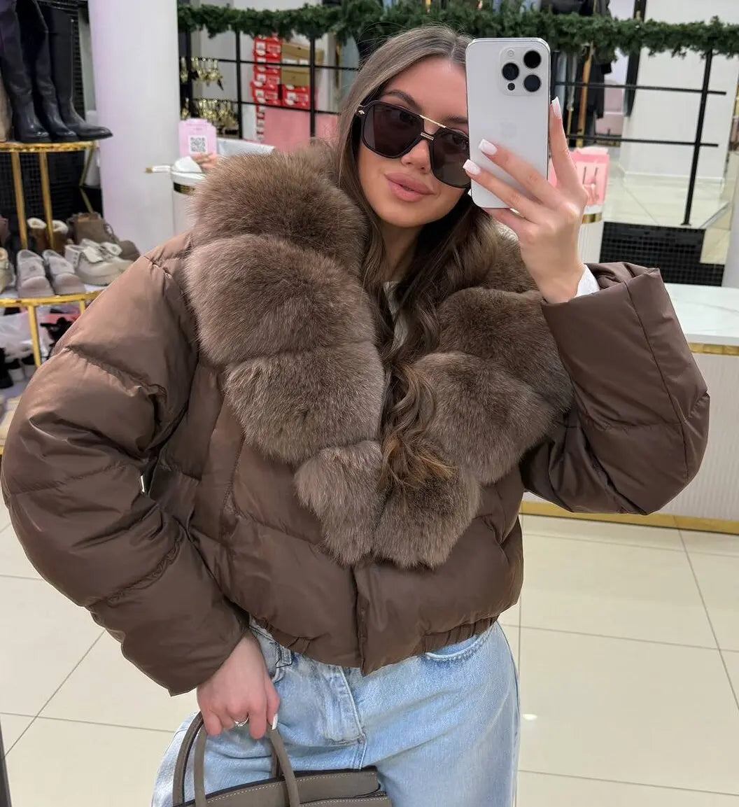 Women's Faux Fox-Fur Puffer Jacket