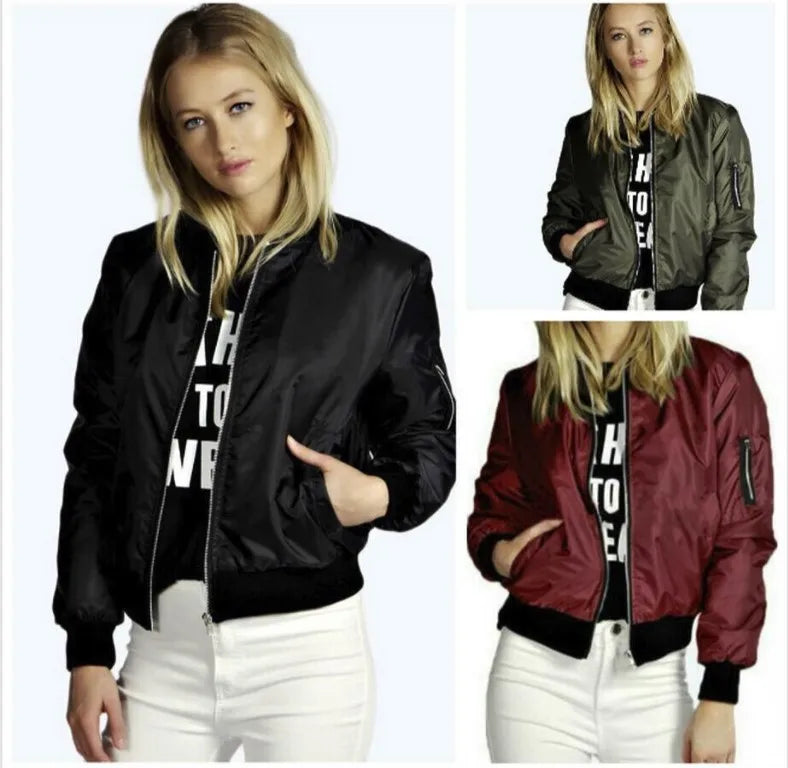Women's Slim Polyester Bomber Jacket