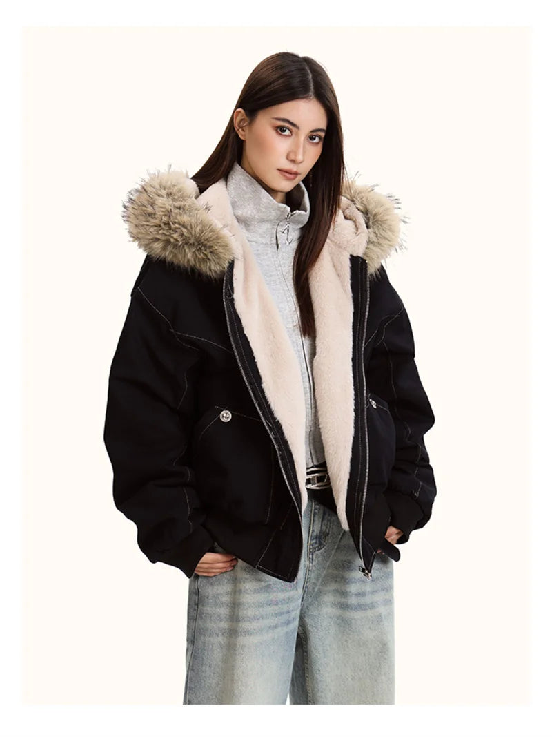Women's Fur-Collar Hooded Puffer Jacket
