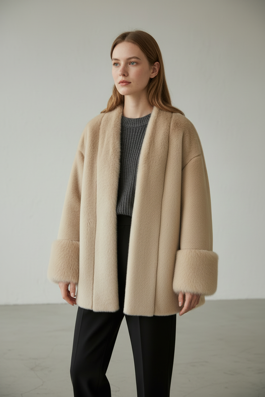 Damen-Wintermantel aus Plüsch-Polyester